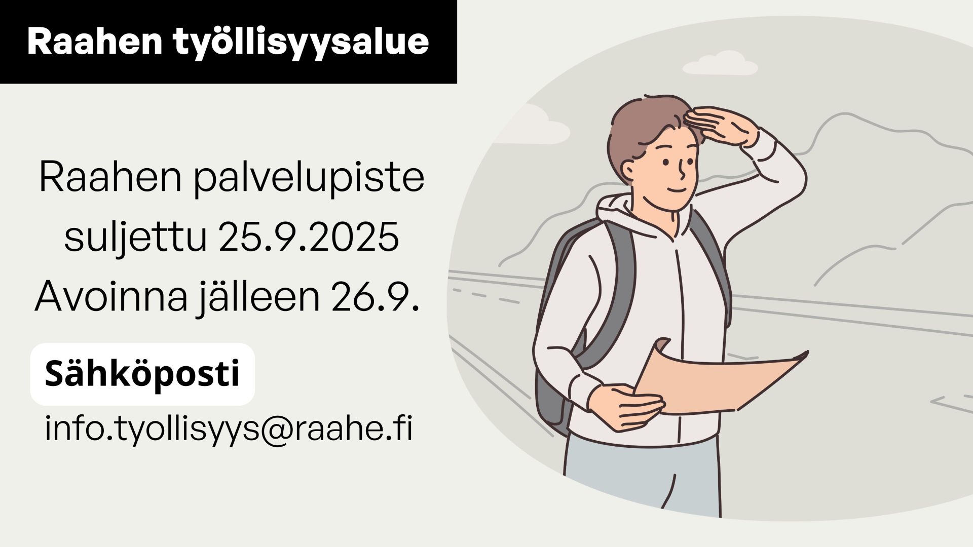 Piirretty henkilö tähyilee kartta kädessä.